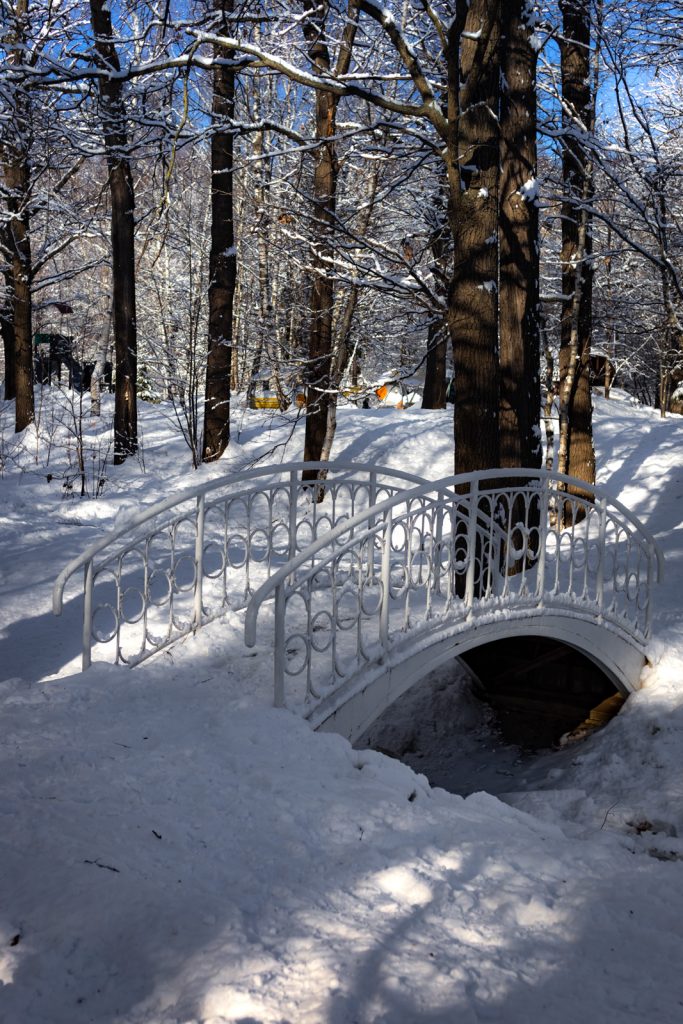 Мостик в снегу в парке. Автор Вячеслав Мудряков